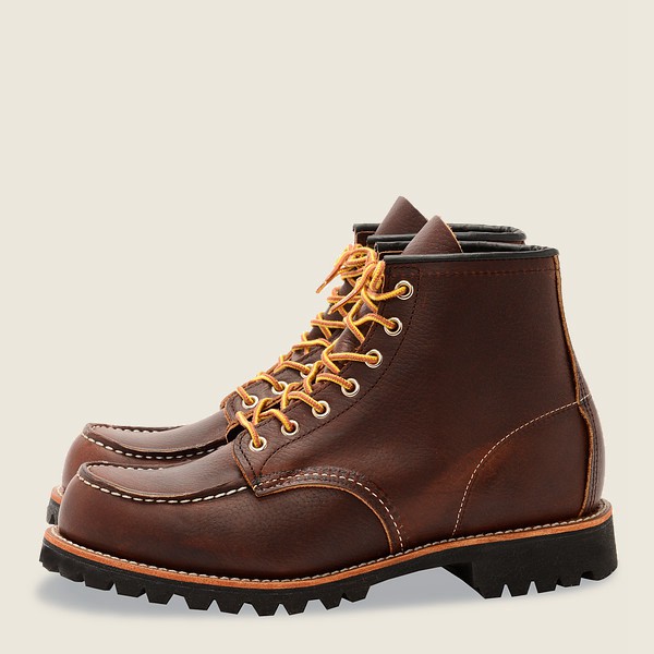 Botas Red Wing Heritage Hombre Marrom Oscuro - Roughneck - 6-Inch Oil-Slick Cuero - 356-RMFHCX